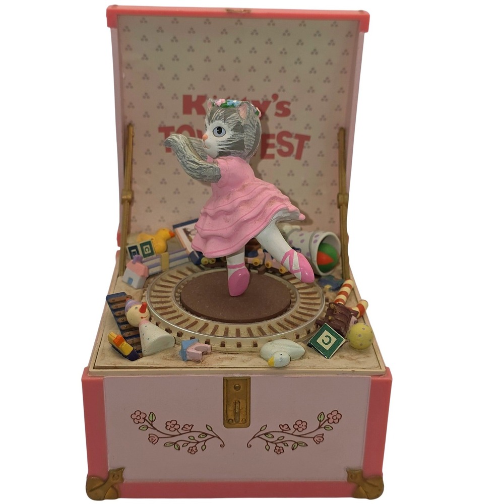 Vintage Schmid Kitty Cucumber Musical Toy Chest Pink Excellent 1989 B. Shackman